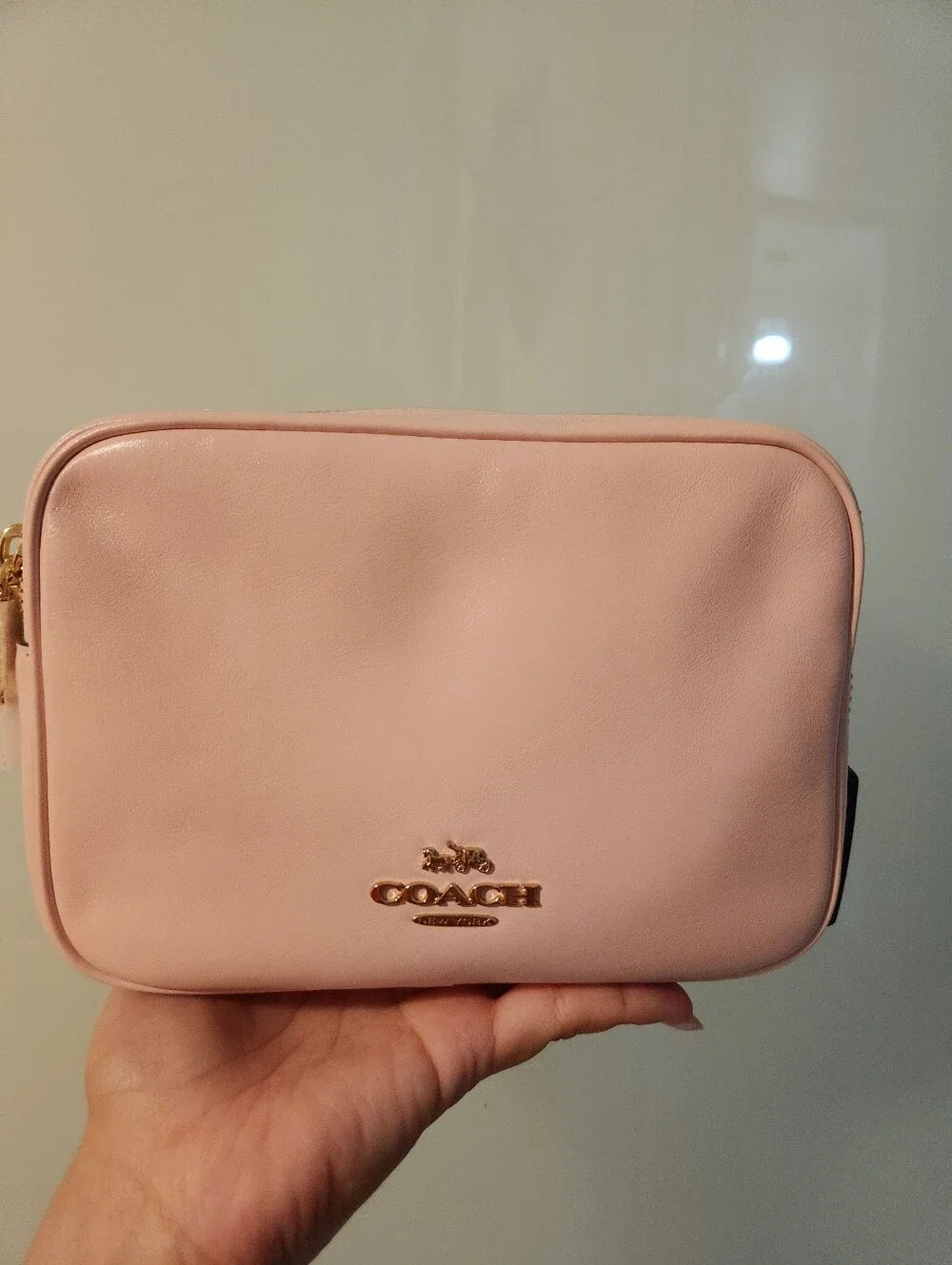 Coach Light Pink Pebble Leather Mini Carey with Gold Logo- NEW NO TAGS
